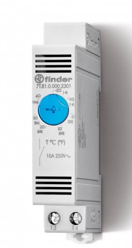 FINDER Термостат модульный промышленный NO контакт диапазон температур 0 ..+60C (7T.81.0.000.2303)