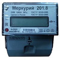 ИНКОТЕКС Счетчик электроэнергии Меркурий 201.8 однофазный однотарифный, 5(80), кл.точ. 1.0, D, ЖКИ (201.8)