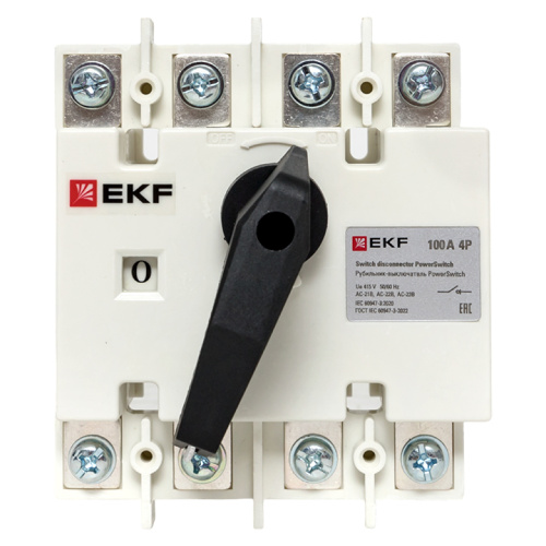 EKF Рубильник-выключатель 100A 4P c рукояткой управления для прямой установки PowerSwitch EKF (psds-100-4) фото 2