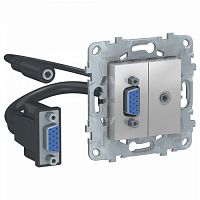 SCHNEIDER ELECTRIC Розетка UNICA NEW HD15+Minijack алюминий (NU593230)