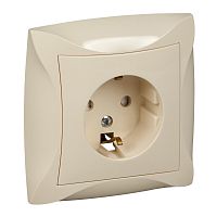 SCHNEIDER ELECTRIC ДУЭТ Розетка с заземлением со шторками бежевая (WDE000244)