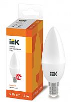 IEK Лампа светодиодная LED 9вт Е14 тепло-белый матовая свеча ECO (LLE-C35-9-230-30-E14)