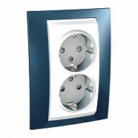 SCHNEIDER ELECTRIC UNICA Двойная Розетка с з/к Голубой лед (MGU63.067.854)