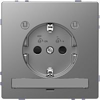 SCHNEIDER ELECTRIC Розетка D-Life 16А с заземляющим контактом и LED  модуле мсталь нержавеющая SD (MTN2304-6036)