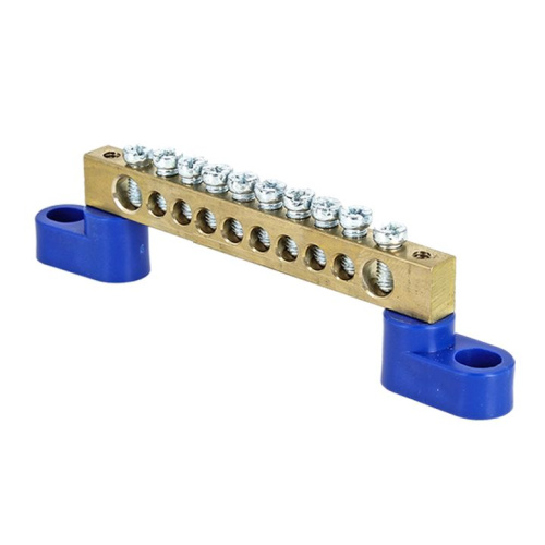 EKF Шина нулевая 8х12мм 125А 10 отверстий 2 изолятора стойка латунь PROxima (sn0-125-10-2) фото 2 EKF Шина нулевая 8х12мм 125А 10 отверстий 2 изолятора стойка латунь PROxima (sn0-125-10-2) фото 2