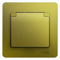 SCHNEIDER ELECTRIC GLOSSA Розетка с заземлением со шторками с крышкой в сборе IP20 фисташковый (GSL001046)