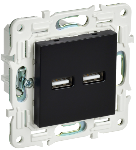 IEK SKANDY Розетка USB A+A 3,1А SK-R15Bl черный  (SK-U21-D31-K02)