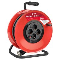 EKF Удлинитель на катушке Гефест 2.0 4 гнезда 50м с заземлением и предохранителем КГ 3x2.5 16А/3.5кВт P (UKG02-16-R325-4-50)