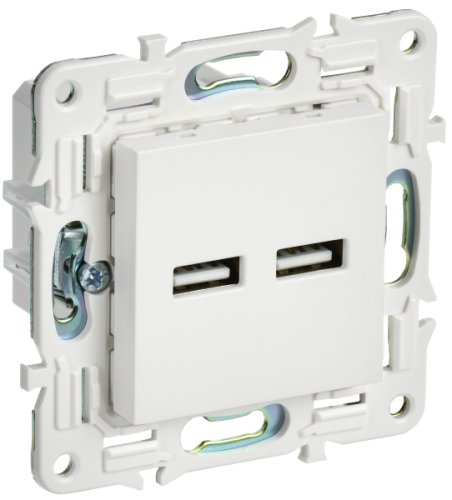 IEK SKANDY Розетка USB A+A 3,1А SK-R15W арктический белый  (SK-U21-D31-K01)