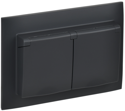 IEK SKANDY Розетка 2-местная и крышкой 16А в сборе IP44 SK-R12G графит  (SK-R26-16-44-K53-F)