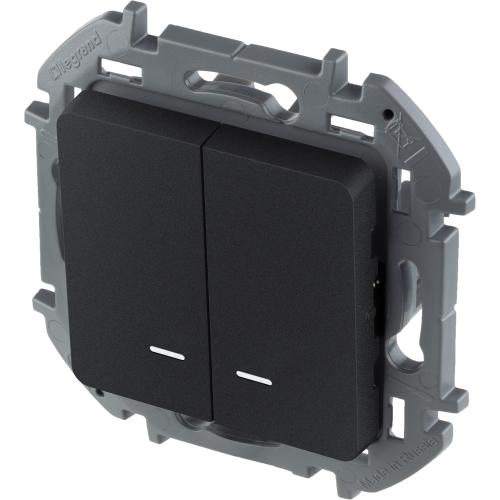 LEGRAND INSPIRIA Выключатель двухклавишный с подсветкой/индикацией   для скрытого монтажа, цвет &quot;Антрацит&quot;, номинальный ток 10 А, напряжение ~250В (673633) фото 6