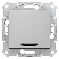 SCHNEIDER ELECTRIC Sedna Выключатель кнопочный с подсветкой алюминий SDN1600160 (SDN1600160)