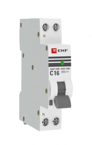 EKF Выключатель автоматический дифференциальный АВДТ-63М 1п 16А 30мА С (DA63M-16-30)