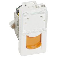 LEGRAND Mosaic Розетка RJ45 UTP 6a 1 модуль оранжевые шторки (076527 )