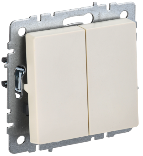 BRITE Выключатель двухклавишный проходной 10А ВС10-2-6-БрКр бежевый (BR-V22-0-10-K10) BRITE Выключатель двухклавишный проходной 10А ВС10-2-6-БрКр бежевый (BR-V22-0-10-K10)