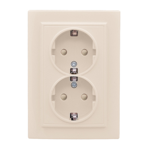 EKF Розетка двухместная СП с заземлением 16А бежевый с защитными шторками Минск (ERR16-128-200) EKF Розетка двухместная СП с заземлением 16А бежевый с защитными шторками Минск (ERR16-128-200)