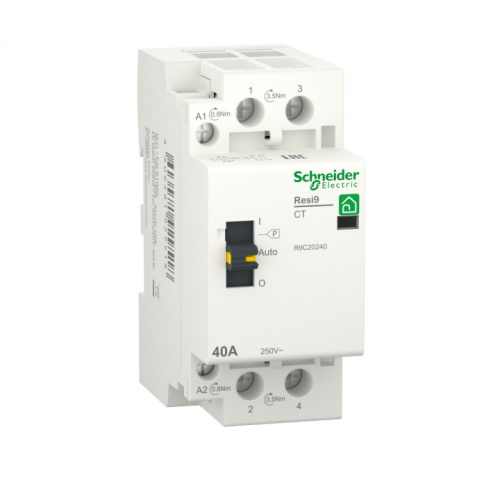 SCHNEIDER ELECTRIC RESI9 Контактор модульный 1P+N 40А 2НО 230/250В АС 50Гц (R9C20240) SCHNEIDER ELECTRIC RESI9 Контактор модульный 1P+N 40А 2НО 230/250В АС 50Гц (R9C20240)