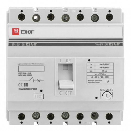 EKF Выключатель автоматический четырехполюсный 125А 35кА ВА-99/160 (mccb99-160-125-4P)
