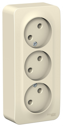 SCHNEIDER ELECTRIC BLANCA Розетка наружная 3-я без заземления без шторок с изолирующей пластиной, 16А, 250В, молочный, (BLNRA000312)