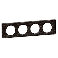 LEGRAND Рамка, четырехпостовая, Corian черный рифленый (069024 )