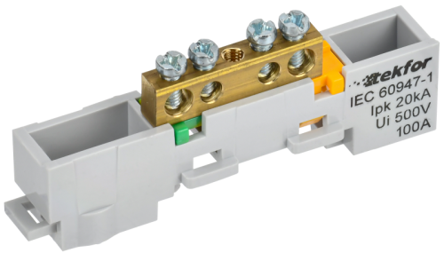 IEK TEKFOR Шина PE земля неизолированная на универсальном держателе 6х9-4-Ж  (TF-NN10-04-DL-K05)