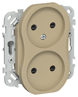 FLITE Розетка 2-местная без заземления с защитными шторками безвинтовое крепление 10А хаки (FI-R23-10-1-K59)