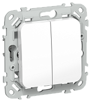 FLITE Выключатель 2-клавишный проходной 10А  белый (FI-V22-0-10-1-K01)