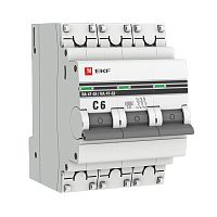 EKF Выключатель автоматический трехполюсный 6А C ВА 47-63 6кА PROxima (mcb4763-6-3-06C-pro)