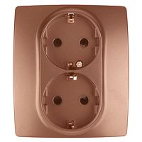 ЭРА Розетка 2X2P+E Schuko со шторками, 16A-250В, , медь, 12-2104-14 (Б0019333)