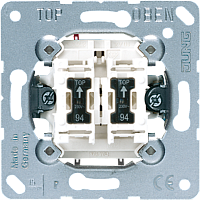 JUNG Выключатель контрольный 2-клавишный с подсветкой  (две лампы в комплекте). Механизм. 10A 250V (505U5)