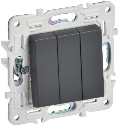 IEK SKANDY Выключатель 3-клавишный 10А SK-V11T титан  (SK-V30-0-10-K48)