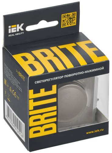 IEK BRITE Светорегулятор поворотно-нажимной 600Вт СС10-1-0-БрШ шампань (BR-D20-0600-K37) фото 2