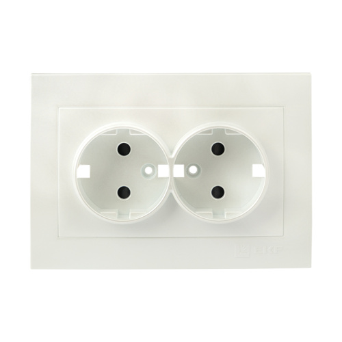 EKF Валенсия лицевая панель розетки 2-местной с/з 16А жемчуг с защ. штор. EKF PROxima (ESR16-L-128-50) фото 2