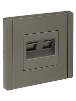 IEK FORTE&PIANO Розетка двойная RJ11+RJ45 кат.5E FP535 сталь  (FP-KT20-O-1-K46)