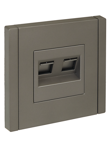 IEK FORTE&PIANO Розетка двойная RJ11+RJ45 кат.5E FP535 сталь  (FP-KT20-O-1-K46)