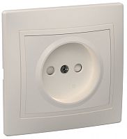 IEK КВАРТА Розетка без заземления сошторками 10А кремовый