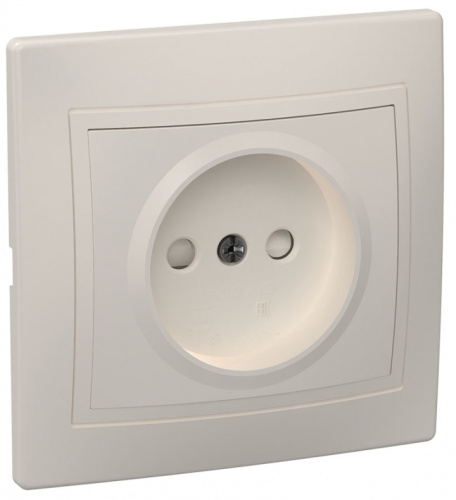 IEK КВАРТА Розетка без заземления сошторками 10А кремовый