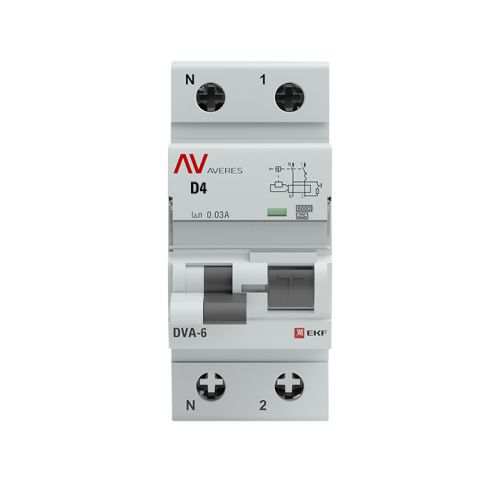 EKF Автомат дифференциальный DVA-6 1P+N 4А  (D) 30мА  (A) 6кА AVERES (rcbo6-1pn-4D-30-a-av) фото 2