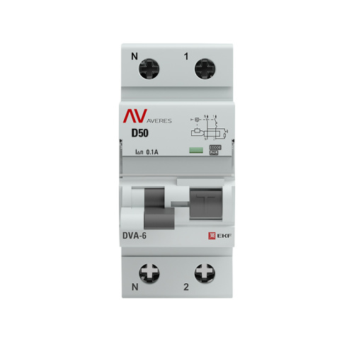 EKF Автомат дифференциальный DVA-6 1P+N 50А  (D) 100мА  (A) 6кА AVERES (rcbo6-1pn-50D-100-a-av) фото 3