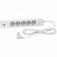 SCHNEIDER ELECTRIC Удлинитель 5 розеток2К+З кабель 3м 2USB белый (ST945U3W)