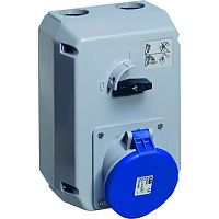 ABB Розетка с выключателем и блокировкой в металлическом боксе 63A 3P+E IP44 250В 9 часов  (363 MM9)  (2CMA168038R1000)