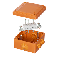 DKC Коробка пластиковая FS с кабельными вводами и клеммниками, IP56,100х100х50мм, 5р, 450V,20A,10мм.кв (FSB11510)