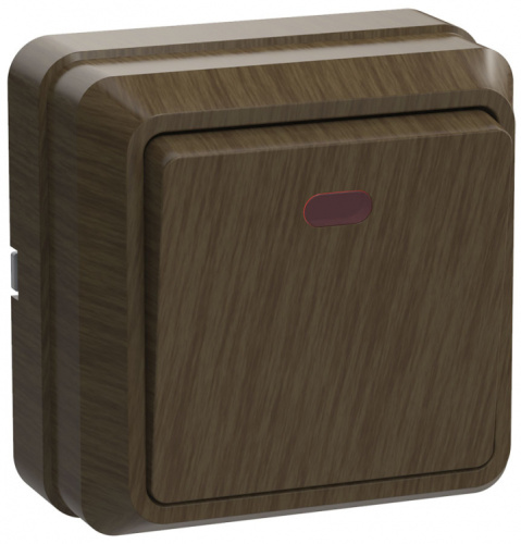 IEK ОКТАВА Выключатель одноклавишный наружный дуб с индикацией (EVO11-K04-10-DC)