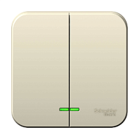 SCHNEIDER ELECTRIC BLANCA  двухклавишный выключатель наружный   (cх.5) с подсвет, 6а, 250в, молочный (BLNVA065102)