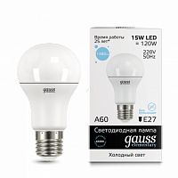 GAUSS Лампа светодиодная LED 15вт 230в,Е27,дневной, A60 Elementary (23235)