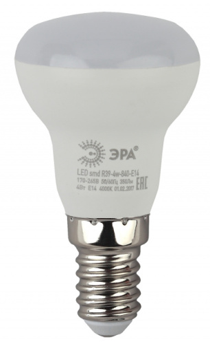 ЭРА Лампа светодиодная LED R39-4W-840-E14  (диод, рефлектор, 4Вт, нейтр, E14,  (10/100/4200)  (Б0020555)