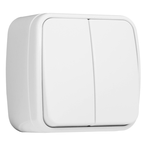 EKF Выключатель Минск двухклавишный ОП 10А белый Basic (EGV10-023-10) фото 2