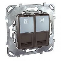 SCHNEIDER ELECTRIC UNICAtop Розетка компьютерная 2хRJ45 в рамку антрацит (MGU5.2424.12ZD)
