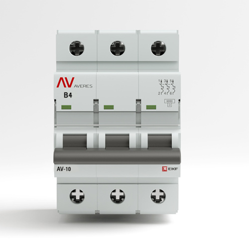 EKF Выключатель автоматический AV-10 3P 4A  (B) 10кА AVERES (mcb10-3-04B-av) фото 2