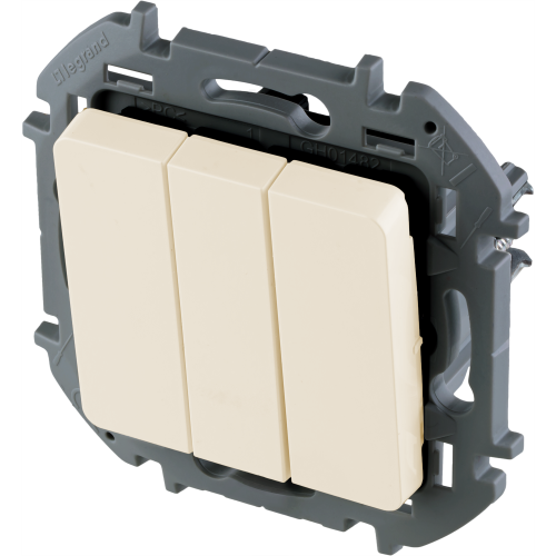 LEGRAND INSPIRIA Выключатель трехклавишный   для скрытого монтажа, цвет "Слоновая кость", увеличенный номинальный ток 20 А, напряжение ~250В. (673641) фото 2